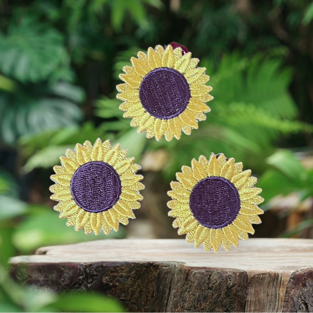 3 sunflowers iron on patches